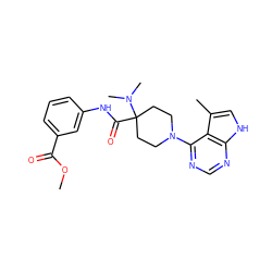 COC(=O)c1cccc(NC(=O)C2(N(C)C)CCN(c3ncnc4[nH]cc(C)c34)CC2)c1 ZINC000473112141