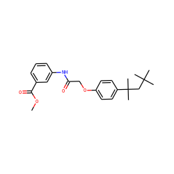 COC(=O)c1cccc(NC(=O)COc2ccc(C(C)(C)CC(C)(C)C)cc2)c1 ZINC001772610909