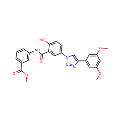 COC(=O)c1cccc(NC(=O)c2cc(-n3cc(-c4cc(OC)cc(OC)c4)nn3)ccc2O)c1 ZINC000299829942