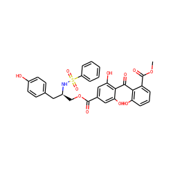 COC(=O)c1cccc(O)c1C(=O)c1c(O)cc(C(=O)OC[C@@H](Cc2ccc(O)cc2)NS(=O)(=O)c2ccccc2)cc1O ZINC000027563020