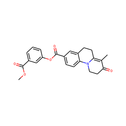 COC(=O)c1cccc(OC(=O)c2ccc3c(c2)CCC2=C(C)C(=O)CCN23)c1 ZINC000013580714