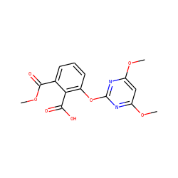 COC(=O)c1cccc(Oc2nc(OC)cc(OC)n2)c1C(=O)O ZINC000103198982