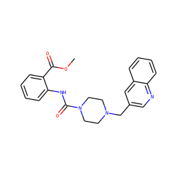 COC(=O)c1ccccc1NC(=O)N1CCN(Cc2cnc3ccccc3c2)CC1 ZINC000035932715