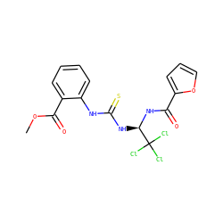 COC(=O)c1ccccc1NC(=S)N[C@@H](NC(=O)c1ccco1)C(Cl)(Cl)Cl ZINC000008666756