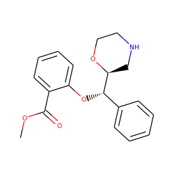 COC(=O)c1ccccc1O[C@@H](c1ccccc1)[C@@H]1CNCCO1 ZINC000029133567