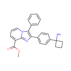 COC(=O)c1cccn2c(-c3ccccc3)c(-c3ccc(C4(N)CCC4)cc3)nc12 ZINC000113673135