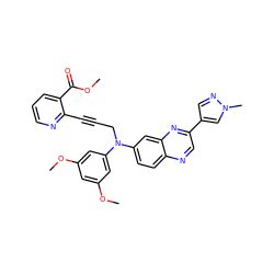 COC(=O)c1cccnc1C#CCN(c1cc(OC)cc(OC)c1)c1ccc2ncc(-c3cnn(C)c3)nc2c1 ZINC000219372318