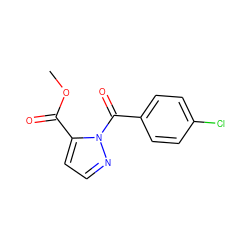 COC(=O)c1ccnn1C(=O)c1ccc(Cl)cc1 ZINC000000037095