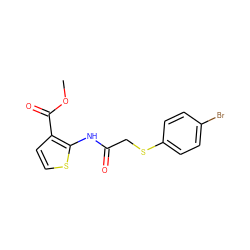COC(=O)c1ccsc1NC(=O)CSc1ccc(Br)cc1 ZINC000096283148