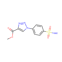 COC(=O)c1cn(-c2ccc(S(N)(=O)=O)cc2)nn1 ZINC000299832751