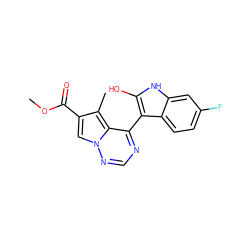 COC(=O)c1cn2ncnc(-c3c(O)[nH]c4cc(F)ccc34)c2c1C ZINC000028966256