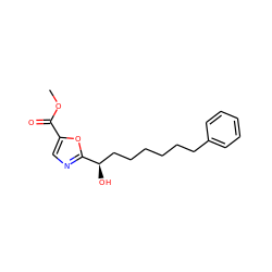 COC(=O)c1cnc([C@H](O)CCCCCCc2ccccc2)o1 ZINC000036079970