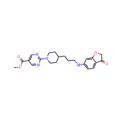 COC(=O)c1cnc(N2CCC(CCCNc3ccc4c(c3)OCC4=O)CC2)nc1 ZINC000084729817