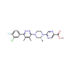 COC(=O)c1cnc(N2CCN(c3nnc(-c4ccc(F)c(Cl)c4)c(C)c3C)C[C@H]2C)cn1 ZINC000201147406