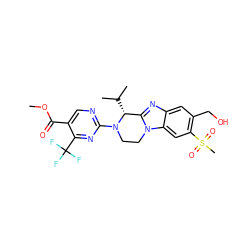 COC(=O)c1cnc(N2CCn3c(nc4cc(CO)c(S(C)(=O)=O)cc43)[C@H]2C(C)C)nc1C(F)(F)F ZINC000147783240