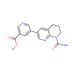 COC(=O)c1cncc(-c2cnc3c(c2)CCCN3C(N)=O)c1 ZINC000221446477