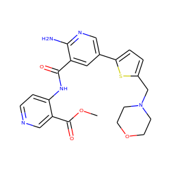 COC(=O)c1cnccc1NC(=O)c1cc(-c2ccc(CN3CCOCC3)s2)cnc1N ZINC000149930574