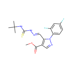 COC(=O)c1cnn(-c2ccc(F)cc2F)c1/C=N/NC(=S)NC(C)(C)C ZINC000013657220