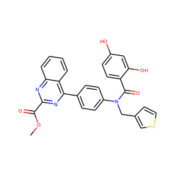 COC(=O)c1nc(-c2ccc(N(Cc3ccsc3)C(=O)c3ccc(O)cc3O)cc2)c2ccccc2n1 ZINC000653778075