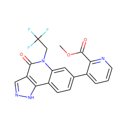 COC(=O)c1ncccc1-c1ccc2c3[nH]ncc3c(=O)n(CC(F)(F)F)c2c1 ZINC000205047317