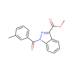 COC(=O)c1nn(C(=O)c2cccc(C)c2)c2ccccc12 ZINC000072177655