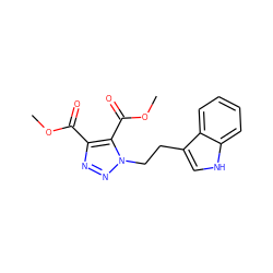 COC(=O)c1nnn(CCc2c[nH]c3ccccc23)c1C(=O)OC ZINC000001720410