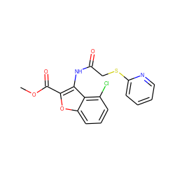 COC(=O)c1oc2cccc(Cl)c2c1NC(=O)CSc1ccccn1 ZINC000096283170