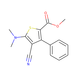 COC(=O)c1sc(N(C)C)c(C#N)c1-c1ccccc1 ZINC000000125162