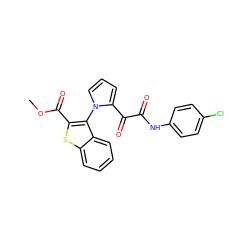 COC(=O)c1sc2ccccc2c1-n1cccc1C(=O)C(=O)Nc1ccc(Cl)cc1 ZINC000008672285