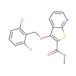 COC(=O)c1sc2ncccc2c1OCc1c(Cl)cccc1Cl ZINC000001388002