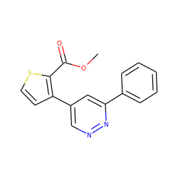 COC(=O)c1sccc1-c1cnnc(-c2ccccc2)c1 ZINC000003939422