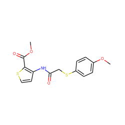 COC(=O)c1sccc1NC(=O)CSc1ccc(OC)cc1 ZINC000029478507