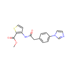 COC(=O)c1sccc1NC(=O)Cc1ccc(-n2ccnc2)cc1 ZINC000064560842