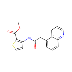 COC(=O)c1sccc1NC(=O)Cc1cccc2ncccc12 ZINC000064560570