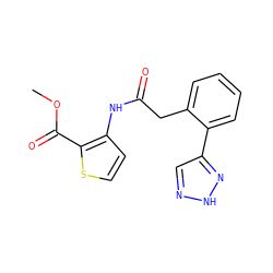 COC(=O)c1sccc1NC(=O)Cc1ccccc1-c1cn[nH]n1 ZINC000064560796