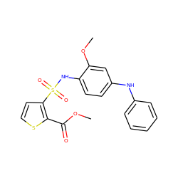 COC(=O)c1sccc1S(=O)(=O)Nc1ccc(Nc2ccccc2)cc1OC ZINC000043277624