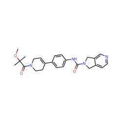 COC(C)(C)C(=O)N1CC=C(c2ccc(NC(=O)N3Cc4ccncc4C3)cc2)CC1 ZINC000167290104