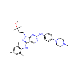 COC(C)(C)CCn1nc(Nc2c(C)cc(C)cc2C)c2cnc(Nc3ccc(N4CCN(C)CC4)cc3)nc21 ZINC000053276062