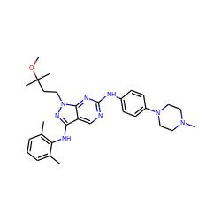 COC(C)(C)CCn1nc(Nc2c(C)cccc2C)c2cnc(Nc3ccc(N4CCN(C)CC4)cc3)nc21 ZINC000053178310