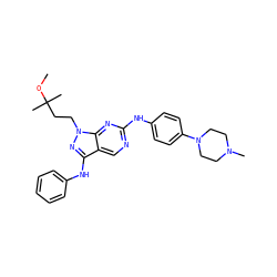 COC(C)(C)CCn1nc(Nc2ccccc2)c2cnc(Nc3ccc(N4CCN(C)CC4)cc3)nc21 ZINC000053194109