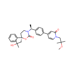 COC(C)(C)Cn1ccc(-c2ccc([C@H](C)N3CC[C@](CC(C)(C)O)(c4ccccc4)OC3=O)cc2)cc1=O ZINC000096178548