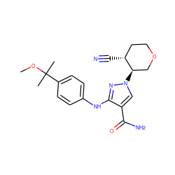 COC(C)(C)c1ccc(Nc2nn([C@@H]3COCC[C@H]3C#N)cc2C(N)=O)cc1 ZINC000220673469