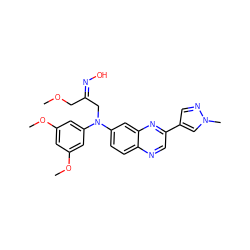 COC/C(CN(c1cc(OC)cc(OC)c1)c1ccc2ncc(-c3cnn(C)c3)nc2c1)=N/O ZINC000222885557