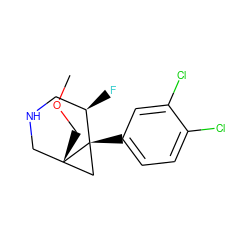 COC[C@@]12CNC[C@@H](F)[C@]1(c1ccc(Cl)c(Cl)c1)C2 ZINC000084566879