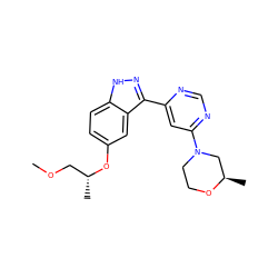 COC[C@@H](C)Oc1ccc2[nH]nc(-c3cc(N4CCO[C@H](C)C4)ncn3)c2c1 ZINC000220971498