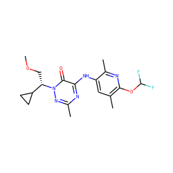 COC[C@@H](C1CC1)n1nc(C)nc(Nc2cc(C)c(OC(F)F)nc2C)c1=O ZINC000049046888