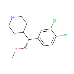 COC[C@@H](c1ccc(Cl)c(Cl)c1)C1CCNCC1 ZINC000096914815