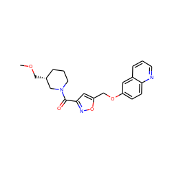 COC[C@@H]1CCCN(C(=O)c2cc(COc3ccc4ncccc4c3)on2)C1 ZINC000012315156