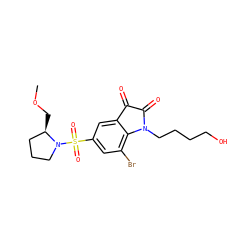 COC[C@@H]1CCCN1S(=O)(=O)c1cc(Br)c2c(c1)C(=O)C(=O)N2CCCCO ZINC000299828659