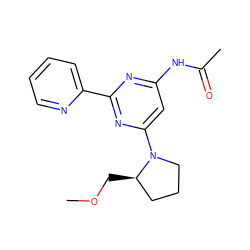 COC[C@@H]1CCCN1c1cc(NC(C)=O)nc(-c2ccccn2)n1 ZINC000040980801